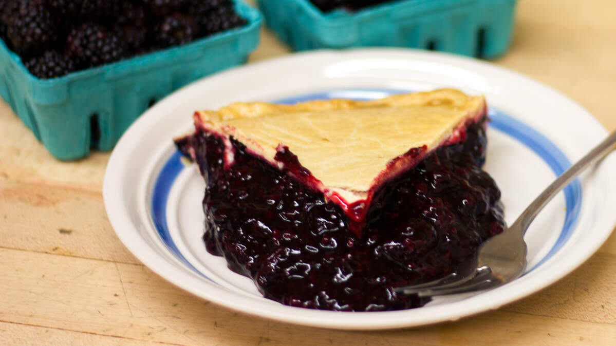 A marionberry pie slice at Ikeda’s California Country Market. The pie shop is seeking the title of America’s best pie.