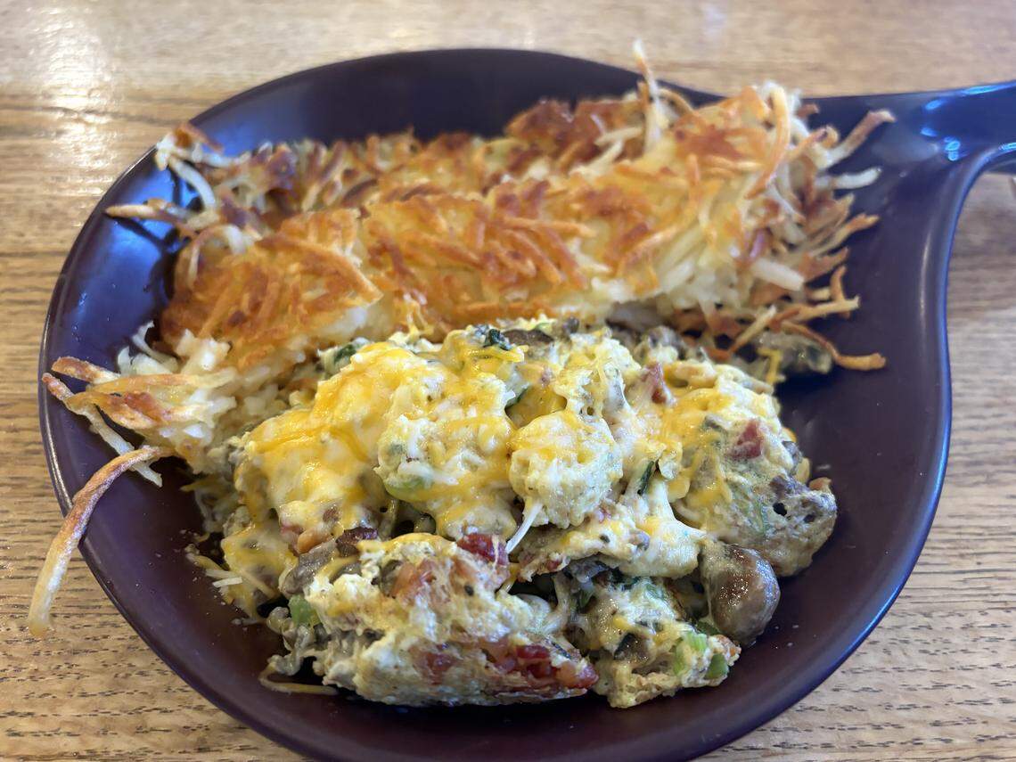 The Hangtown Fry, a Gold Rush-era dish, is still found at Buttercup Pantry, at 222 Main St. in Placerville. The El Dorado County diner’s version comes with eggs, cooked oysters, bacon, green onions, melted cheese and a hash brown side.