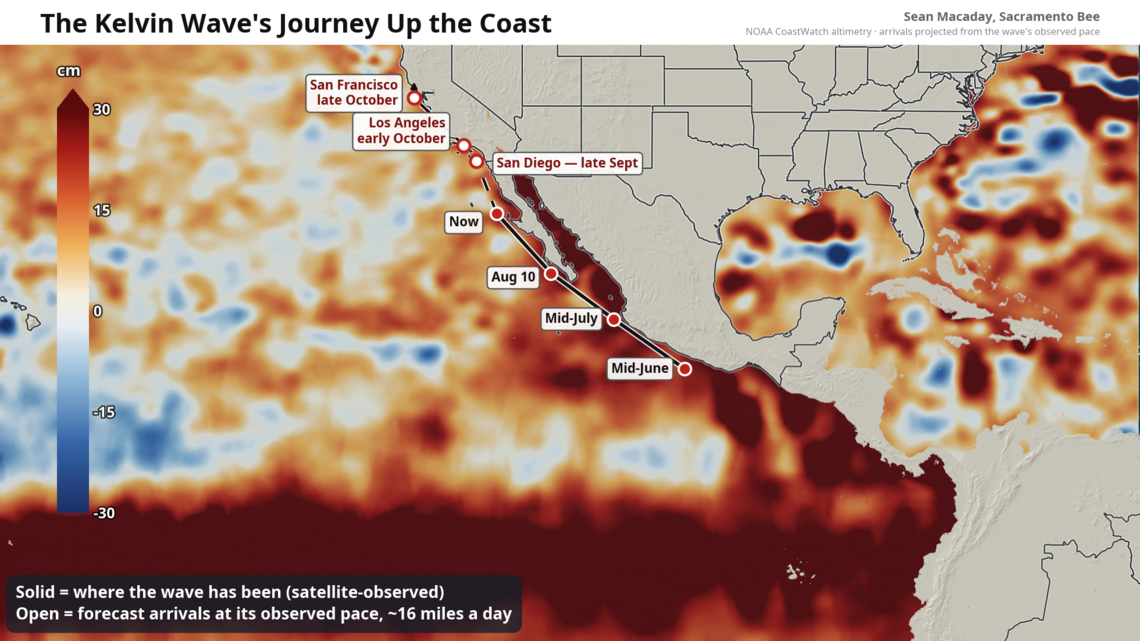 El Niño-born ‘Kelvin waves’ are sneaking towards California. What to know