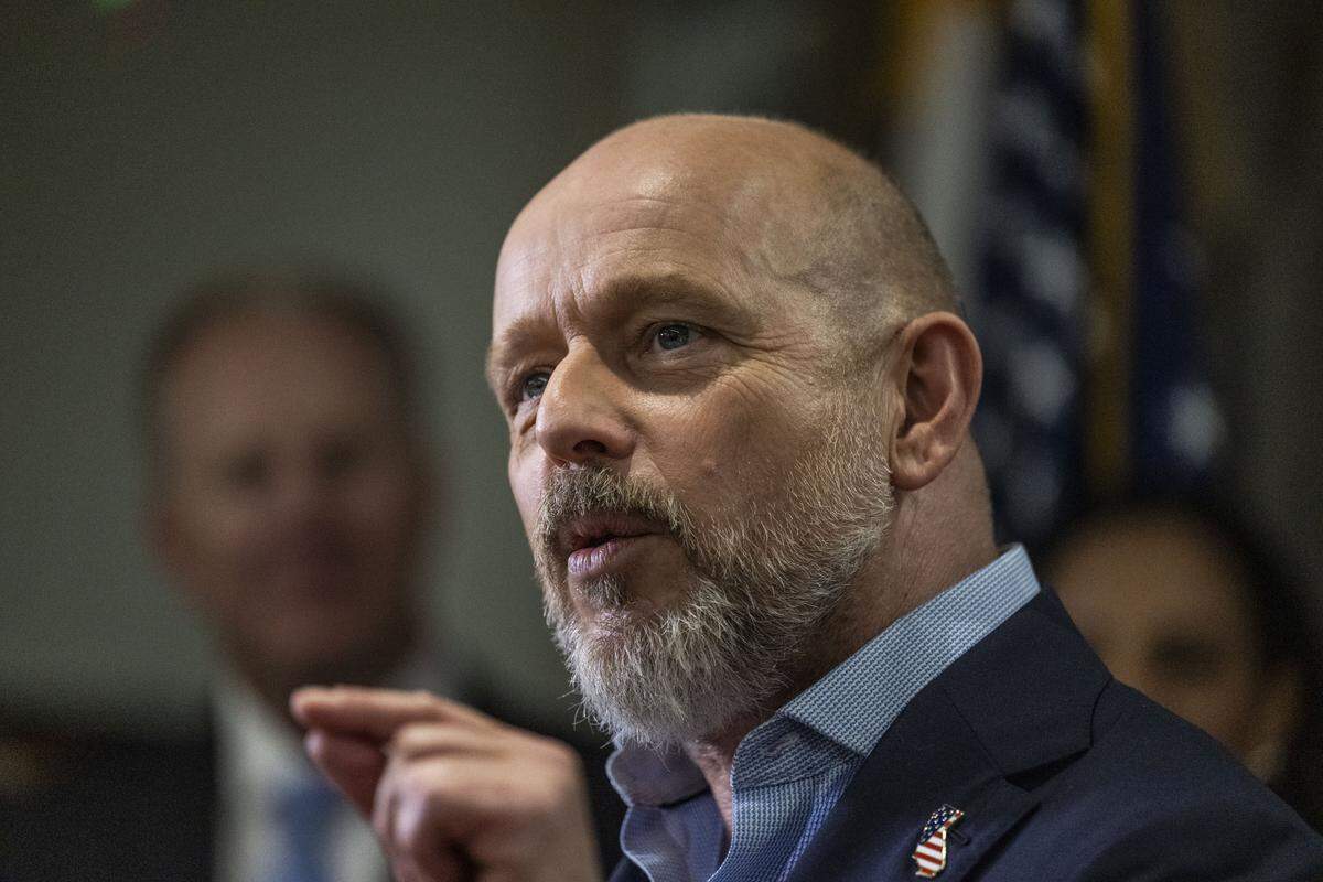 Republican gubernatorial candidate Steve Hilton speaks during the California Republican Party's launch of Victory '26 after election day at the California Republican Party headquarters in Sacramento on Wednesday, June 3, 2026. 