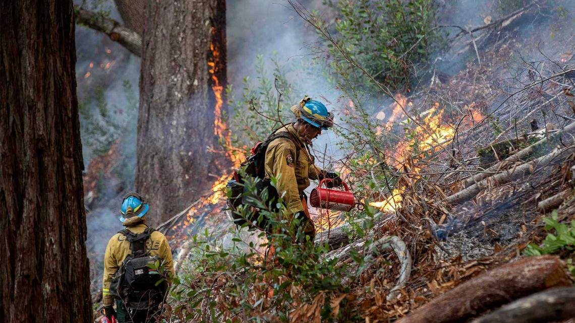 California firefighters conduct a prescribed burn in this 2022 file photo.