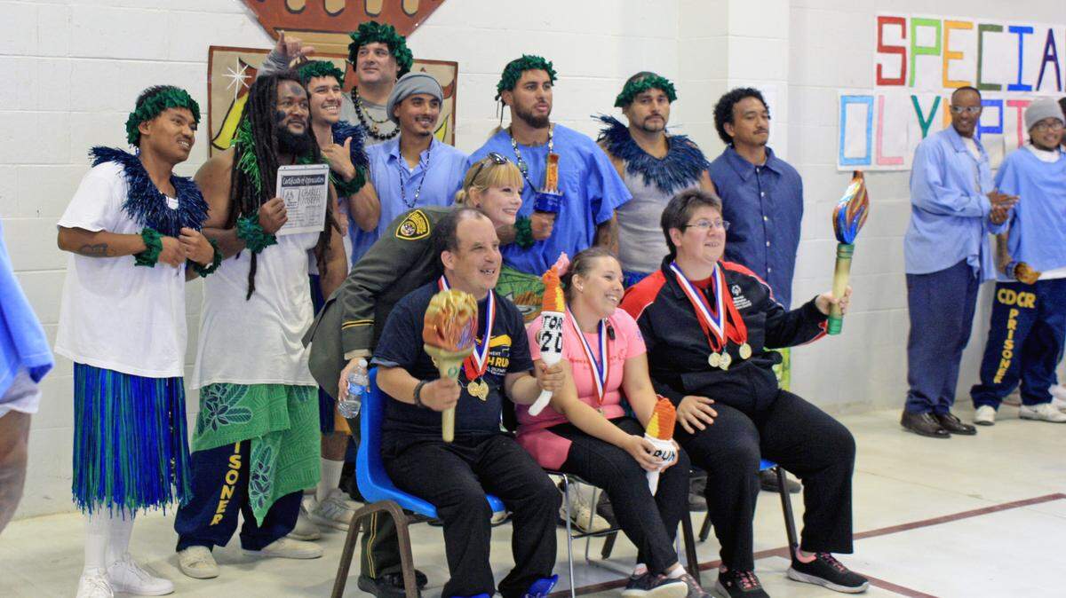 California State Prison, Solano inmate Charles Joseph, second from left, was among the inmates and prison staffers who helped raise money, awareness for Special Olympics Northern California in 2018.
