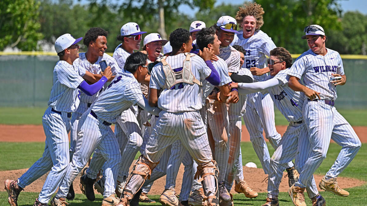 Franklin players celebrate after defeating Archbishop Mitty in the seventh inning of their CIF NorCal Division II championship game Saturday at Franklin High School in Elk Grove.