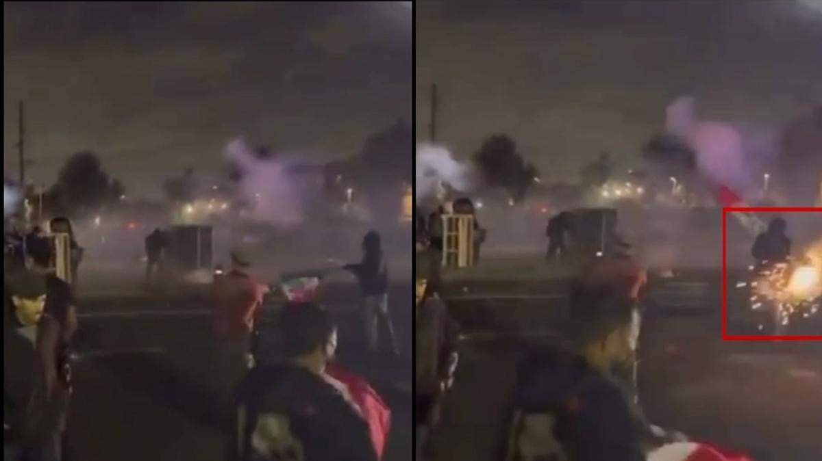 Photojournalist Nick Stern has filed a legal claim against the Los Angeles County Sheriff’s Department, saying he was hit by an “explosive” round shot by sheriff’s deputies during one of several ICE protests in Los Angeles County on June 7. This provided photo shows a sequence of Stern (pictured on the right) being hit, according to his legal counsel.