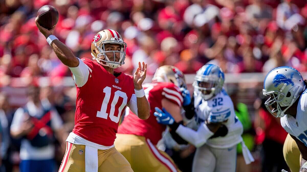 Quarterback Jimmy Garoppolo played in just three games for the 49ers last season before a knee injury ended his season.