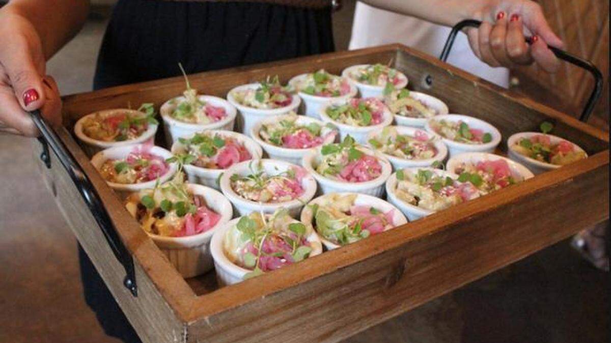 Tripe and arugula salad in lemon-honey vinaigrette with toasted sesame seeds and pork heart sausage is an example of the types of dishes served at Have Another Offal Day. The 2022 event was canceled.