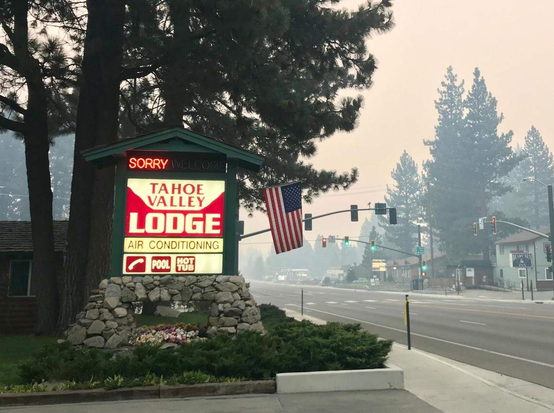 The streets of South Lake Tahoe were virtually empty on Aug. 31, 2021, as the Caldor Fire edged toward town.