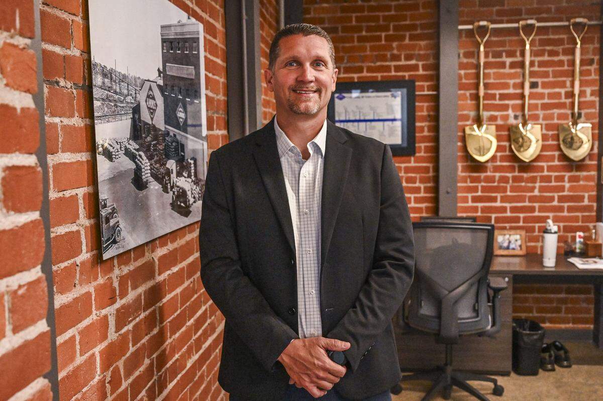 Jeff Hatfield, Blue Diamond's senior vice president of manufacturing, poses for a portrait at his Blue Diamond plant office in Sacramento on Nov. 11. Hatfield said that the plant's mission is to serve the growers and that the facility is inefficient.