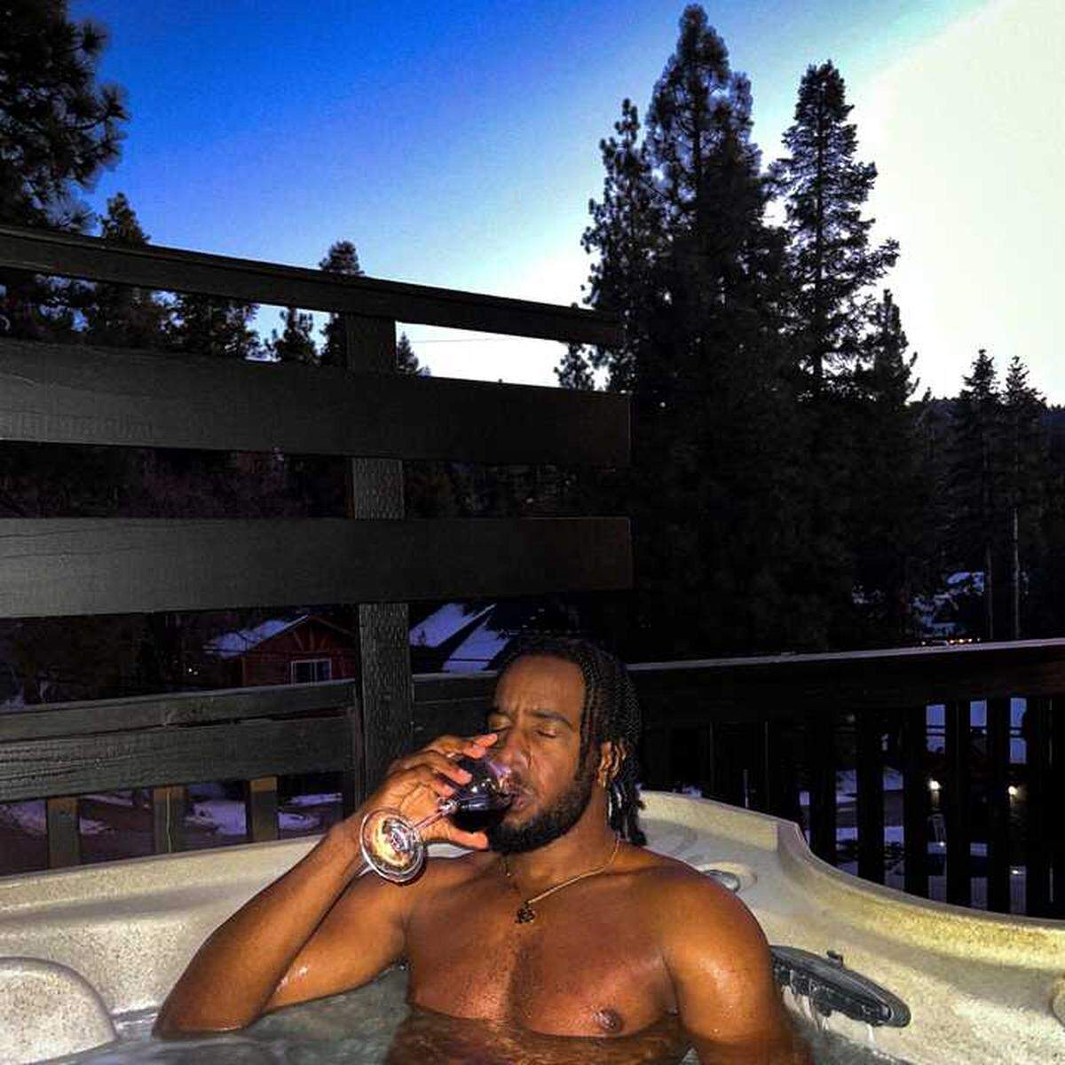 Chimchilla enjoys a spa session and a glass of wine for the cover photo of his new 11-track project titled “Sumthin For The Winter” which releases Friday, Feb. 28, 2025.