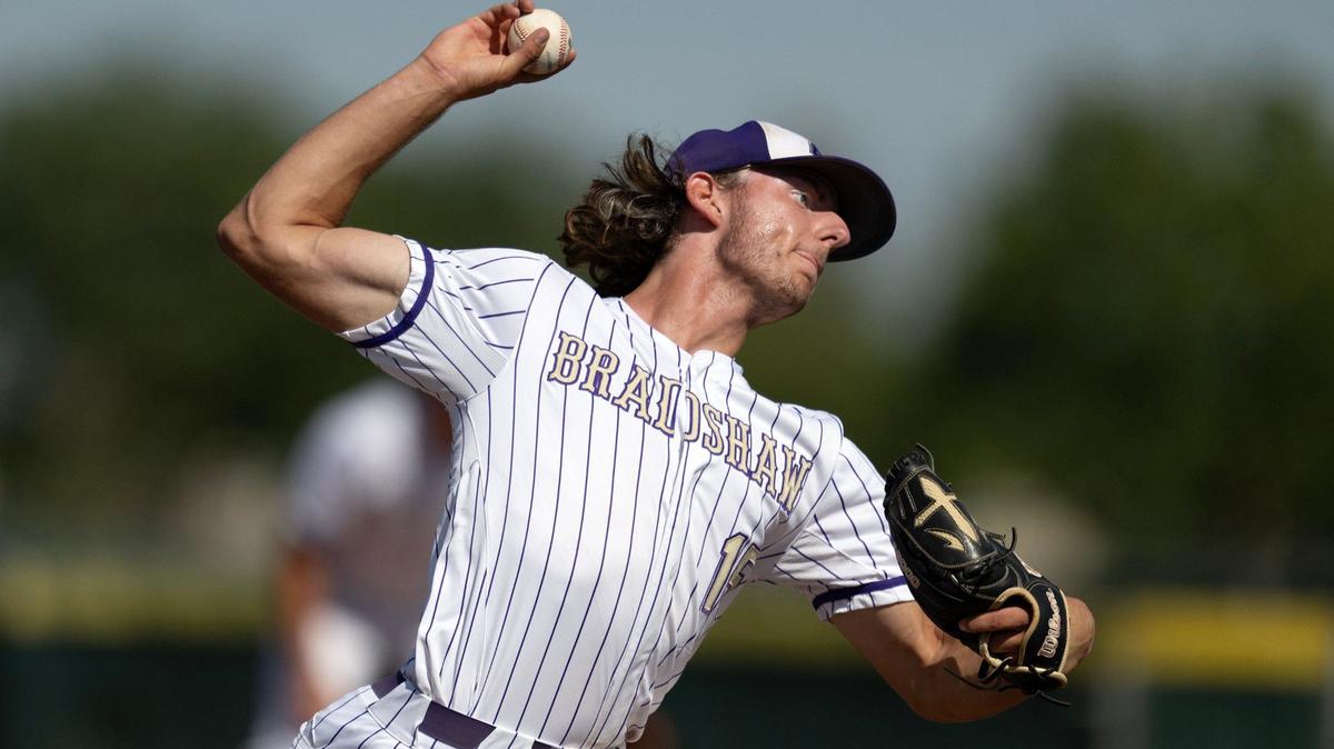 Bradshaw Christian pitcher Alex Crosno (15) gave up one run during a first-round CIF Northern California Division IV regional baseball playoff game against Branson High School on Tuesday, May 28, 2024, at Bradshaw Christian High School in Sacramento County. Crosno, now a senior, is a team leader for the Bradshaw Christian Pride as they seek a section banner in 2025.