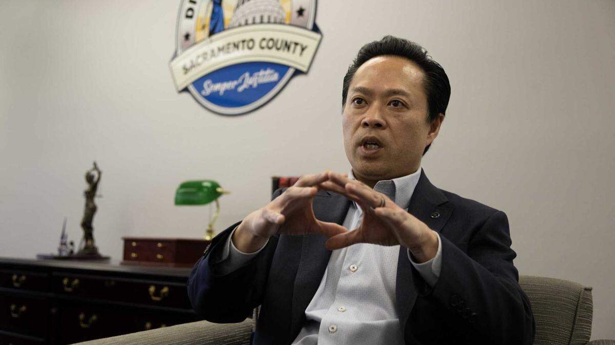 Sacramento County District Attorney Thien Ho in in his office on Monday, April 10, 2023 in Sacramento, California. On Wednesday, Ho spoke at his first-ever “State of Public Safety” address.