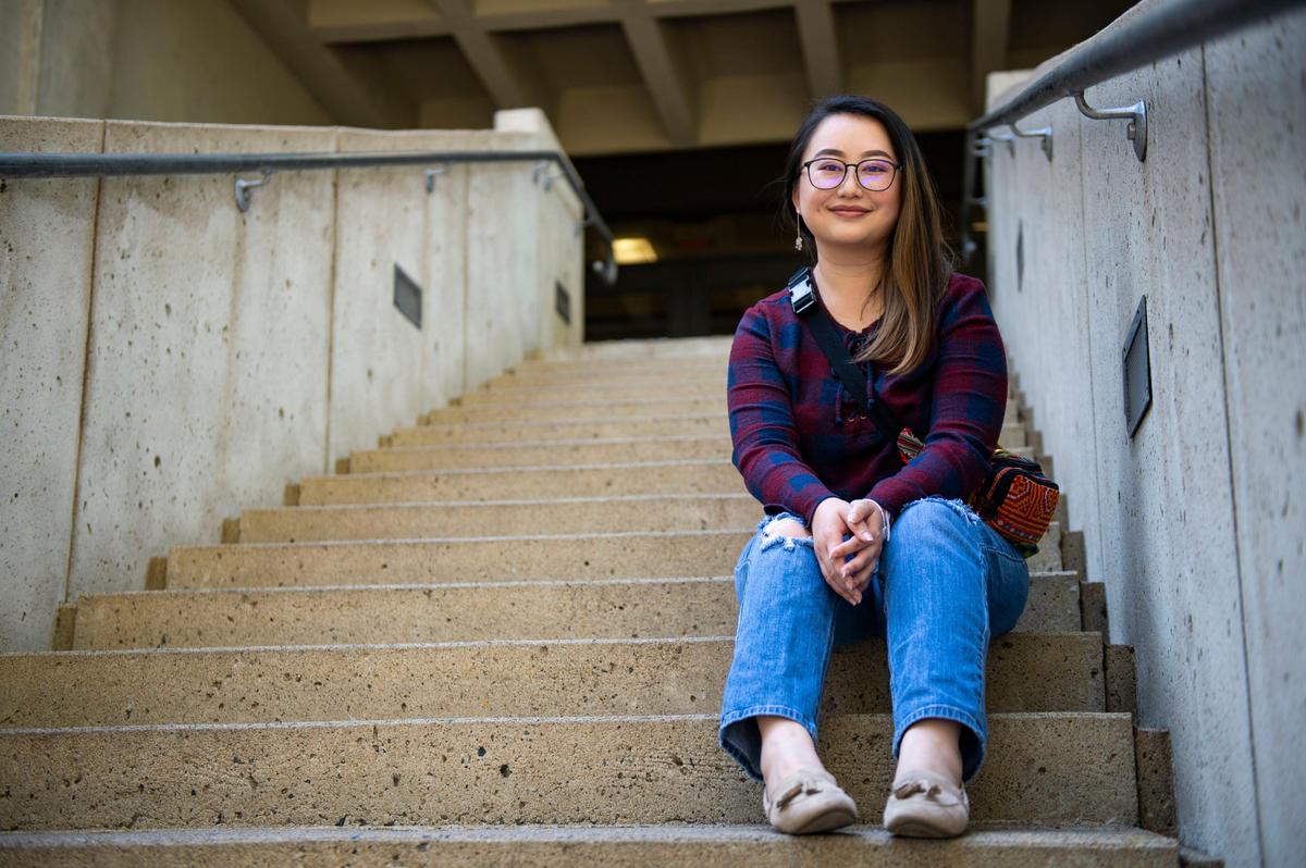 Student Paha Xiong at Sacramento State on Wednesday, Oct. 23, 2019, where she and her siblings participate in the Full Circle Project, a program designed to help low income first generation college students navigate the complexities of getting a higher education.