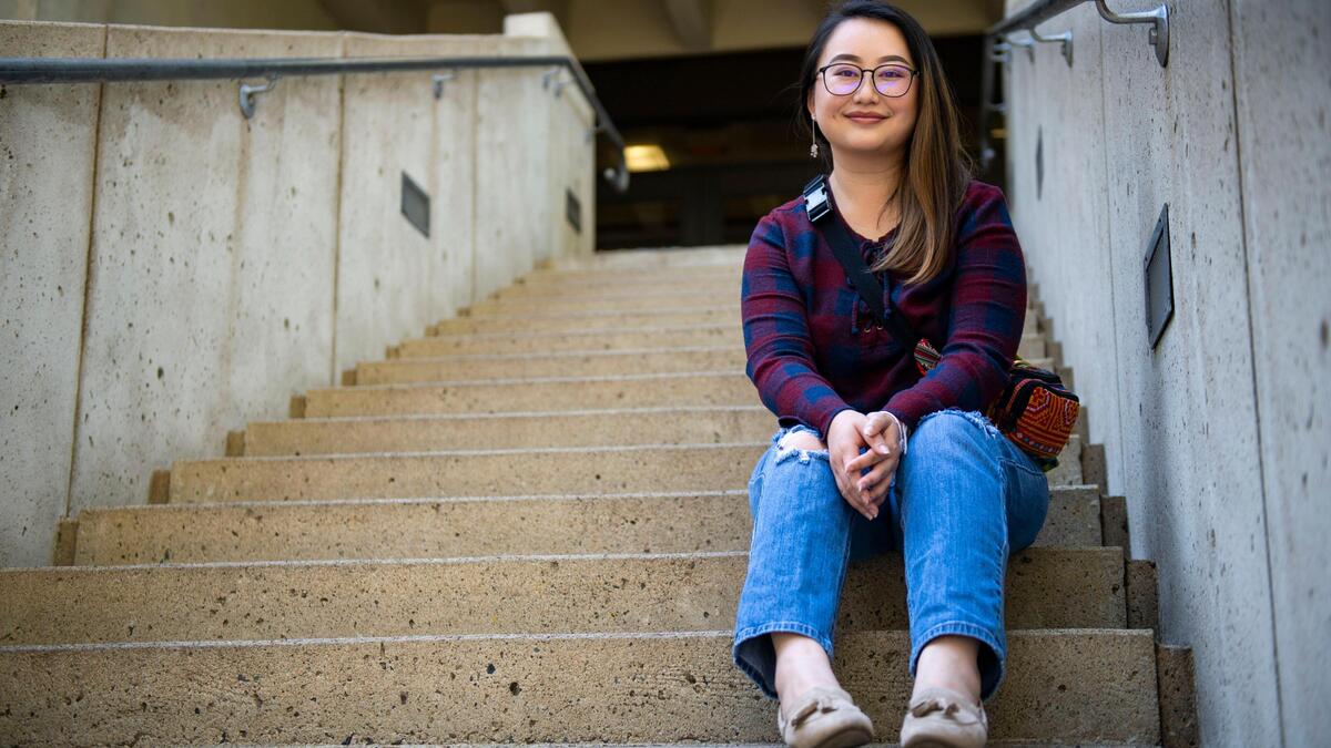 Student Paha Xiong at Sacramento State on Wednesday, Oct. 23, 2019, where she and her siblings participate in the Full Circle Project, a program designed to help low income first generation college students navigate the complexities of getting a higher education.