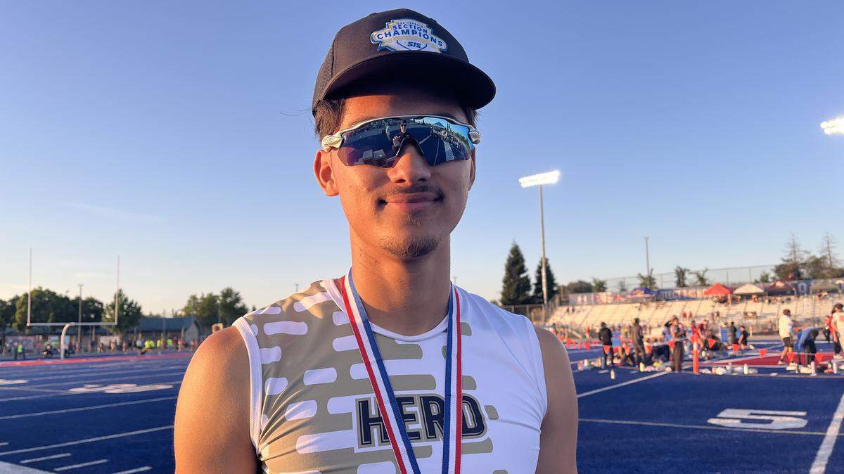 Elk Grove sprinter Cy Lugo repeated as CIF Sac-Joaquin Section Masters champion in the 100 and 200 meter dash at Prairie City Stadium in Folsom on Saturday.