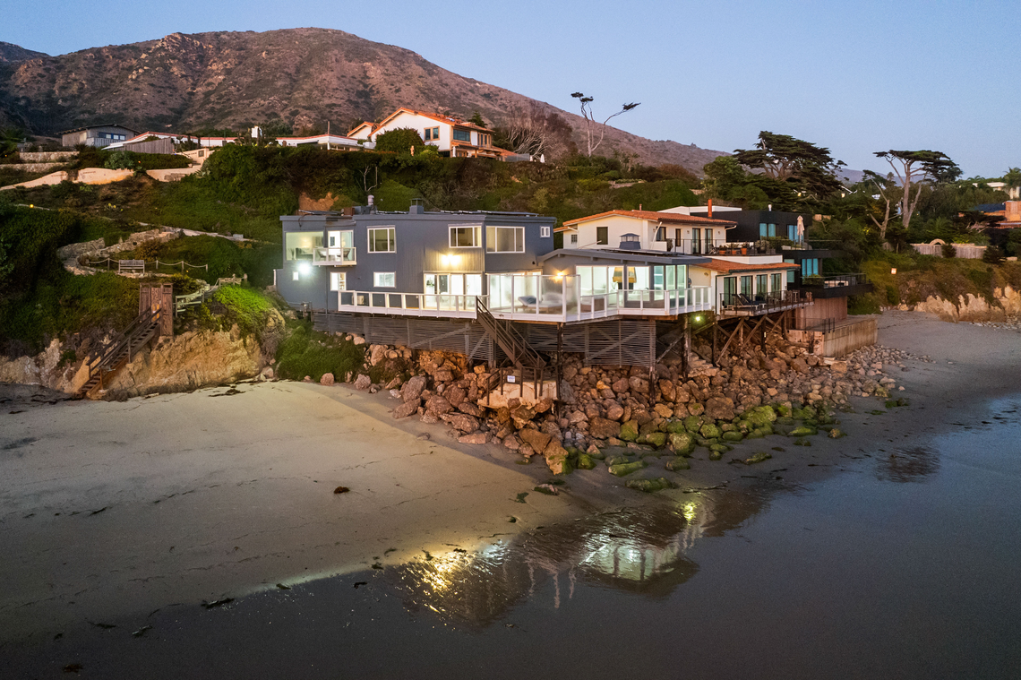 The 2,860-square-foot home on outcropping above Matador Beach.