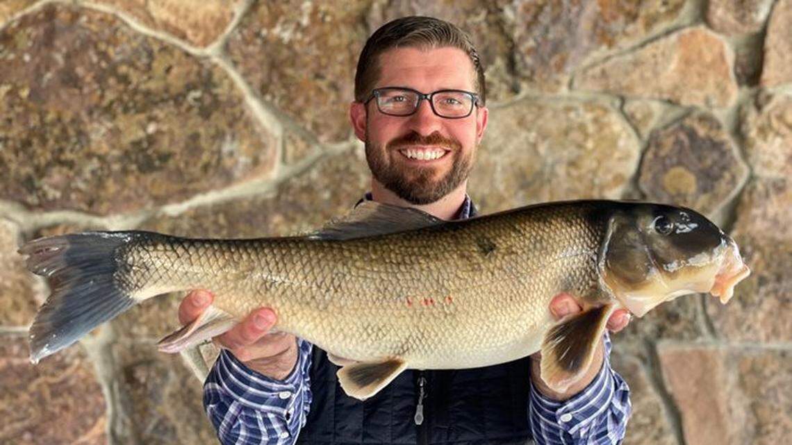 Patrick Edwards caught a white sucker April 17 from the Wind River in Wyoming, breaking his own state record, officials said. The fish weighed 6 pounds and 8.45 ounces.