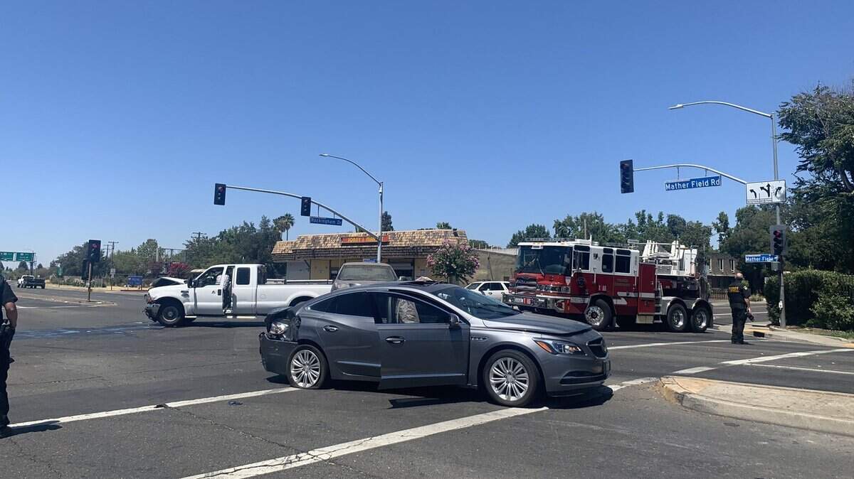 A person was extricated from a vehicle and taken to a hospital after a three-vehicle crash in Rancho Cordova on Thursday, August 5, 2021. A Sacramento Sheriff’s vehicle was involved in a secondary crash, but no deputies were hurt.