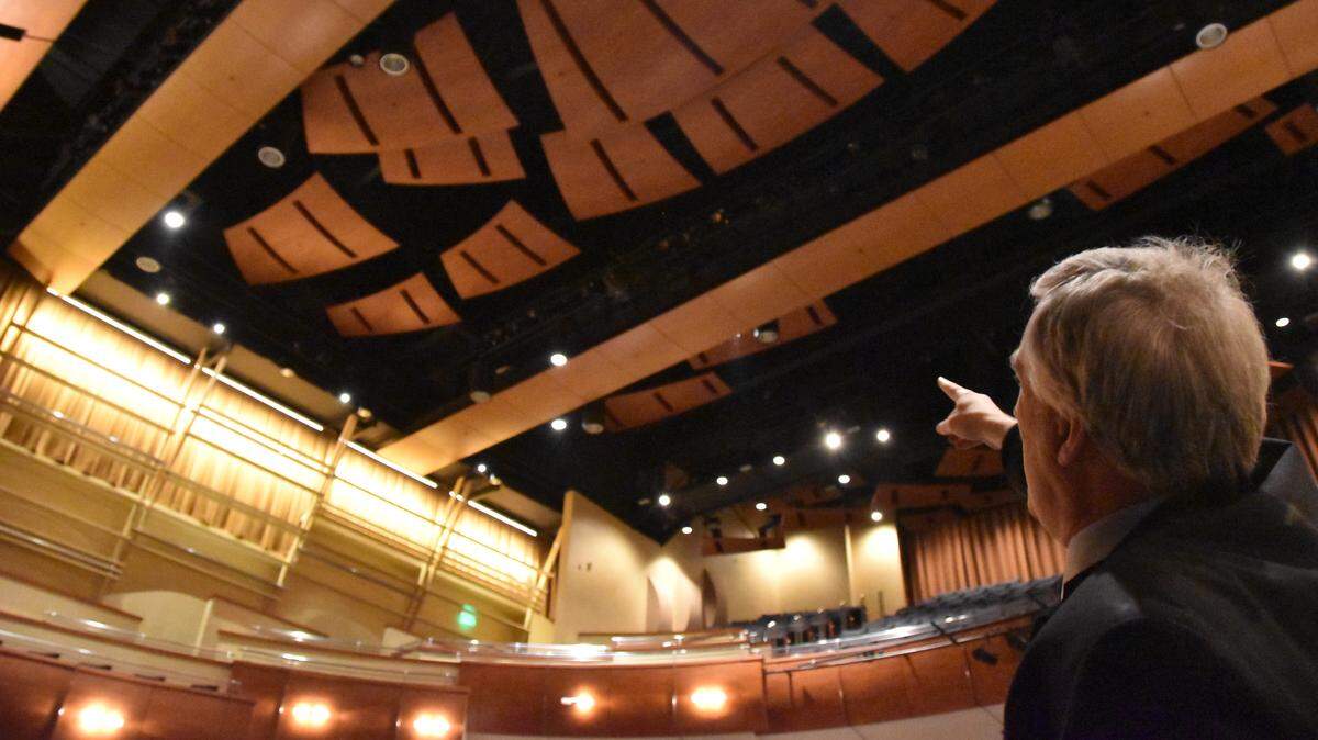 Dave Pier, executive director of the Harris Center, shows off the facility’s largest performance hall on Nov. 16, 2018.