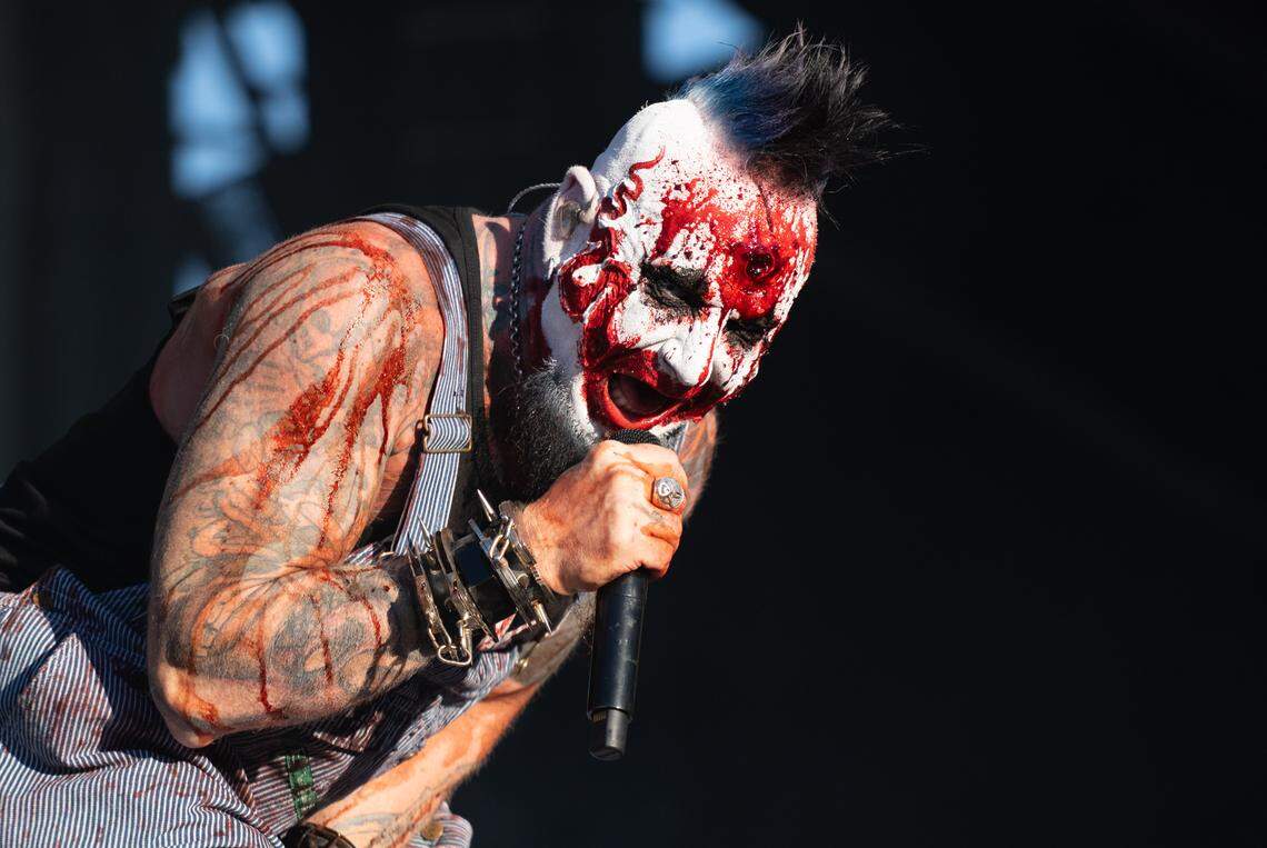 Chad Gray, lead vocalist for heavy metal band Mudvayne, performs during the Aftershock festival on Sunday, Oct. 5, 2025, in Sacramento’s Discovery Park.