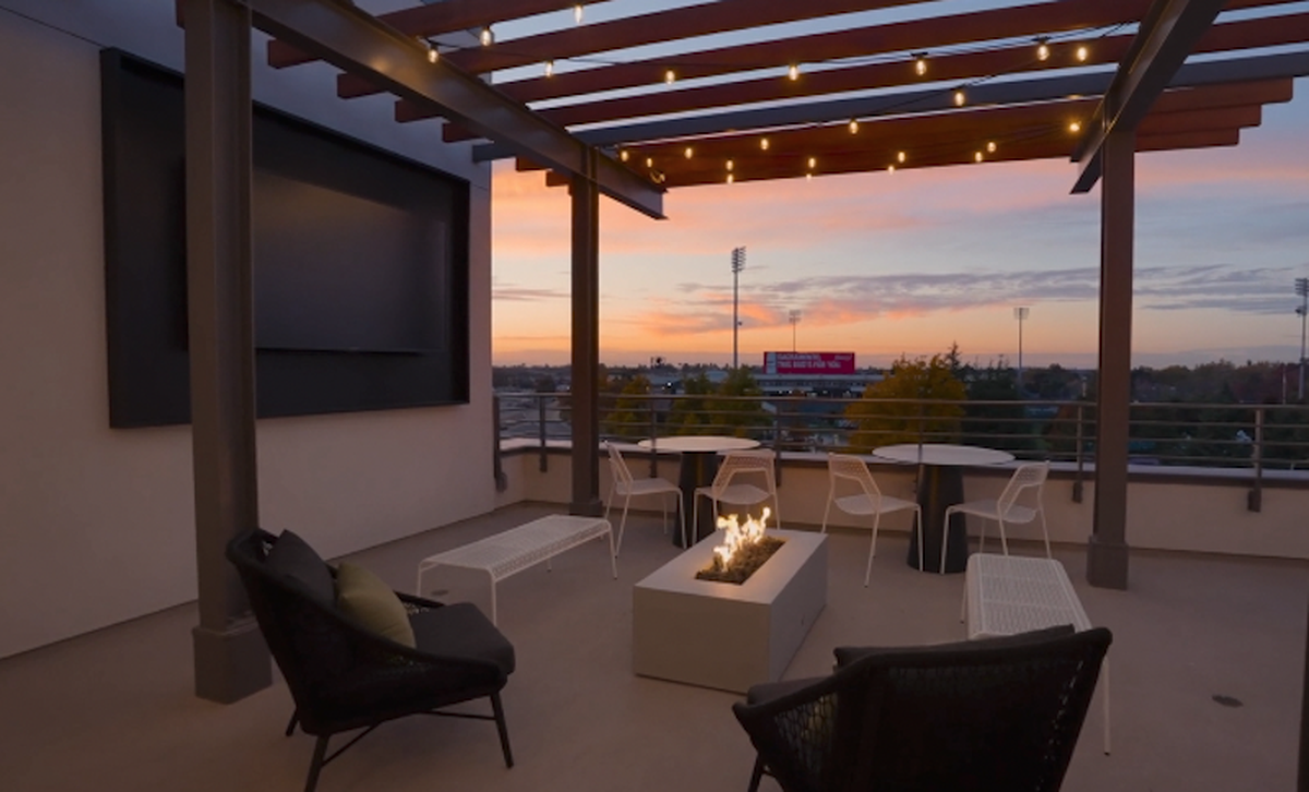 The view from the lounge at 805 Riverfront.