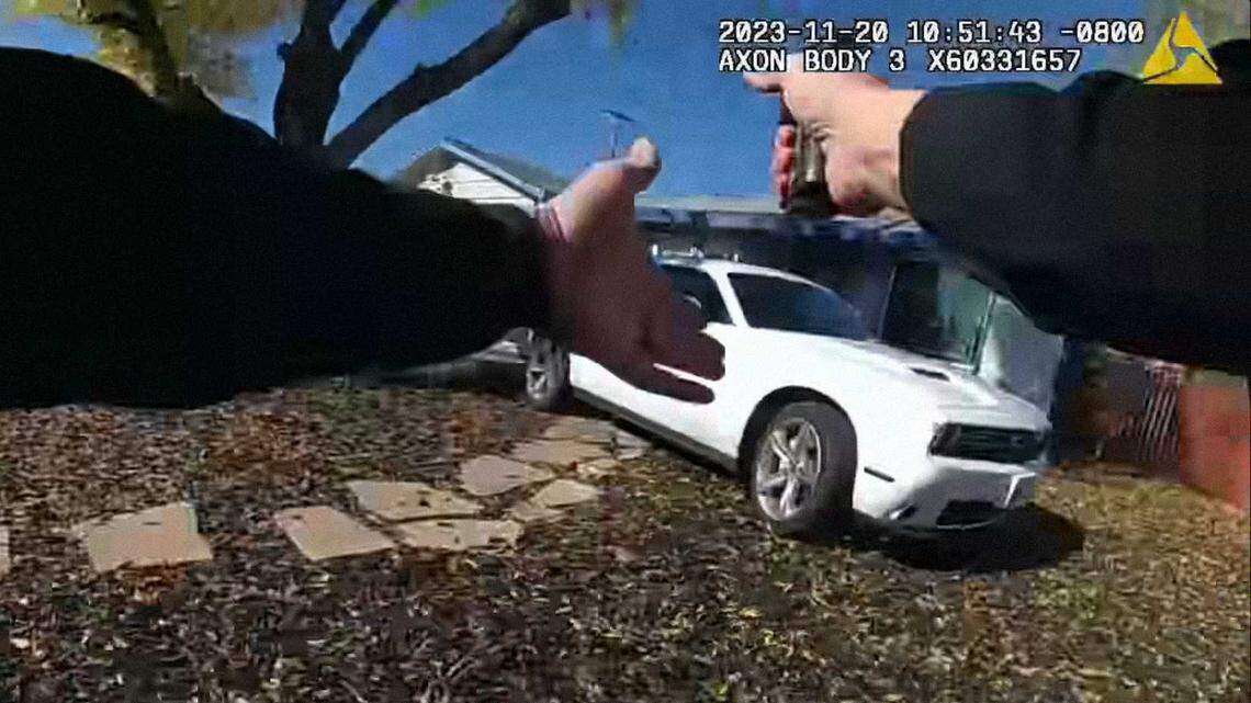 In a video of body-worn camera footage released by the Sacramento County Sheriff’s Office, a deputy is seen drawing his service firearm as a woman flees deputies on Nov. 20 on Malaga Way in Rancho Cordova. The Sheriff’s Office said deputies fired a total of 10 shots as Kyrieanna Liles drove away during the incident. Liles suffered a gunshot wound to the arm and was later charged with resisting arrest and assault on an officer.