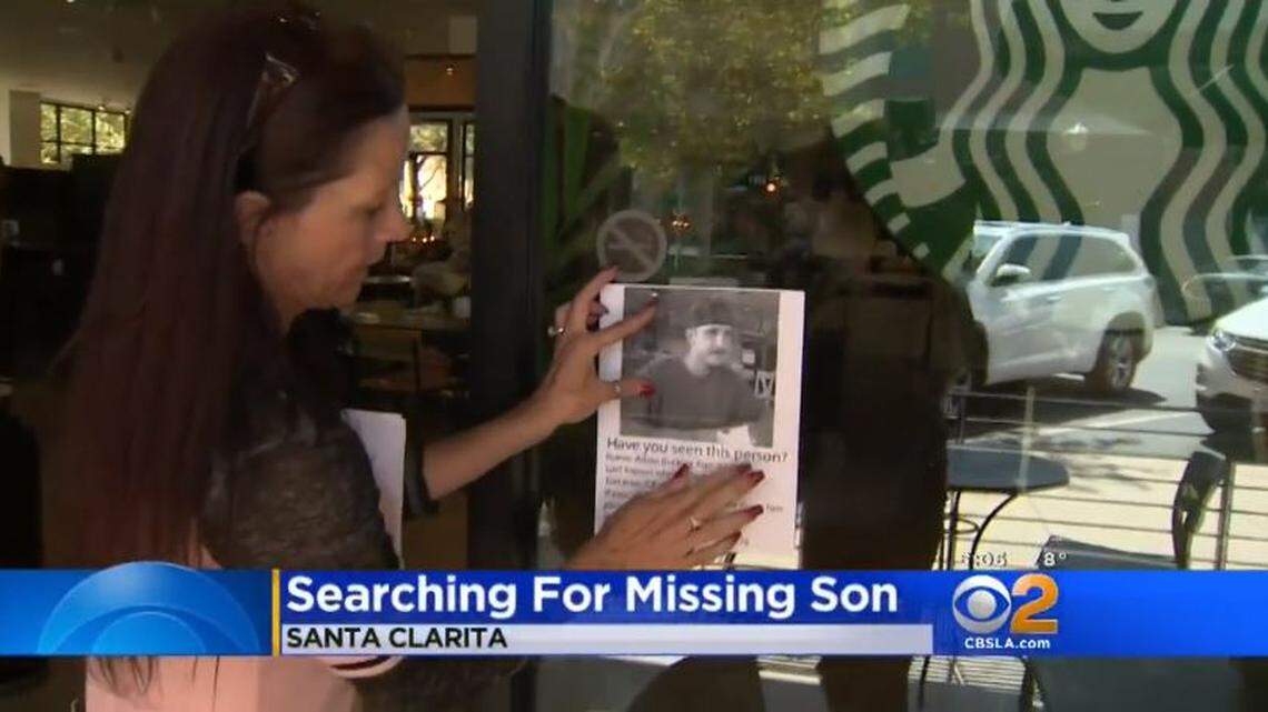 Angela Winters posts photos of her missing 27-year-old son, Adam Buckley, in Santa Clarita, California. The L.A. County coroner’s office mistakenly notified Winters that Buckley had died after misidentifying a body found July 2, but he was later arrested by police. The office has apologized for the error. Now Winters says she’s desperate to find Buckley, who was released from jail Aug. 28.