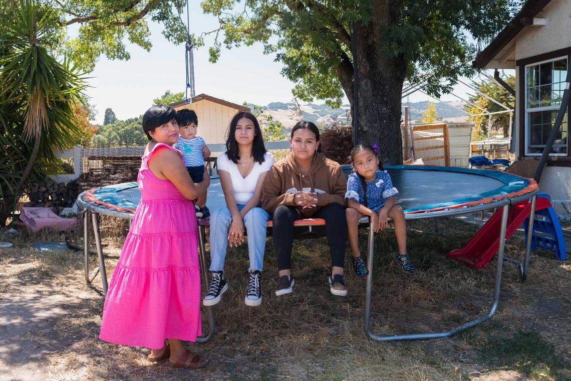 The Bravo family outside their home in Sonoma, Calif., in August, from left: mom, Erandy, with children Vicente, Maia, Mia, and Erandy.