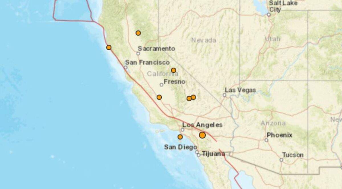 Nine earthquakes shook California in less that 24 hours on Christmas Eve and before dawn Christmas morning.