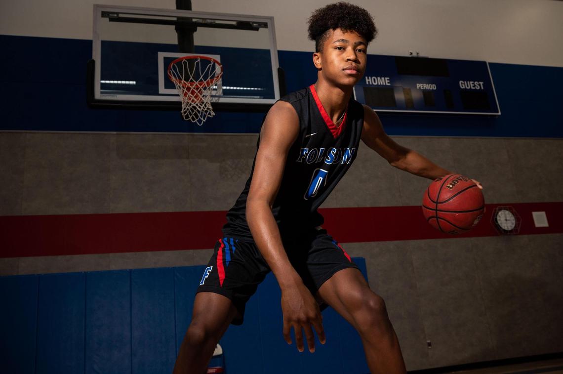 Folsom High School's Jaylen Wells is photographed as The Bee’s 2021 Boys Basketball Player of the Year.