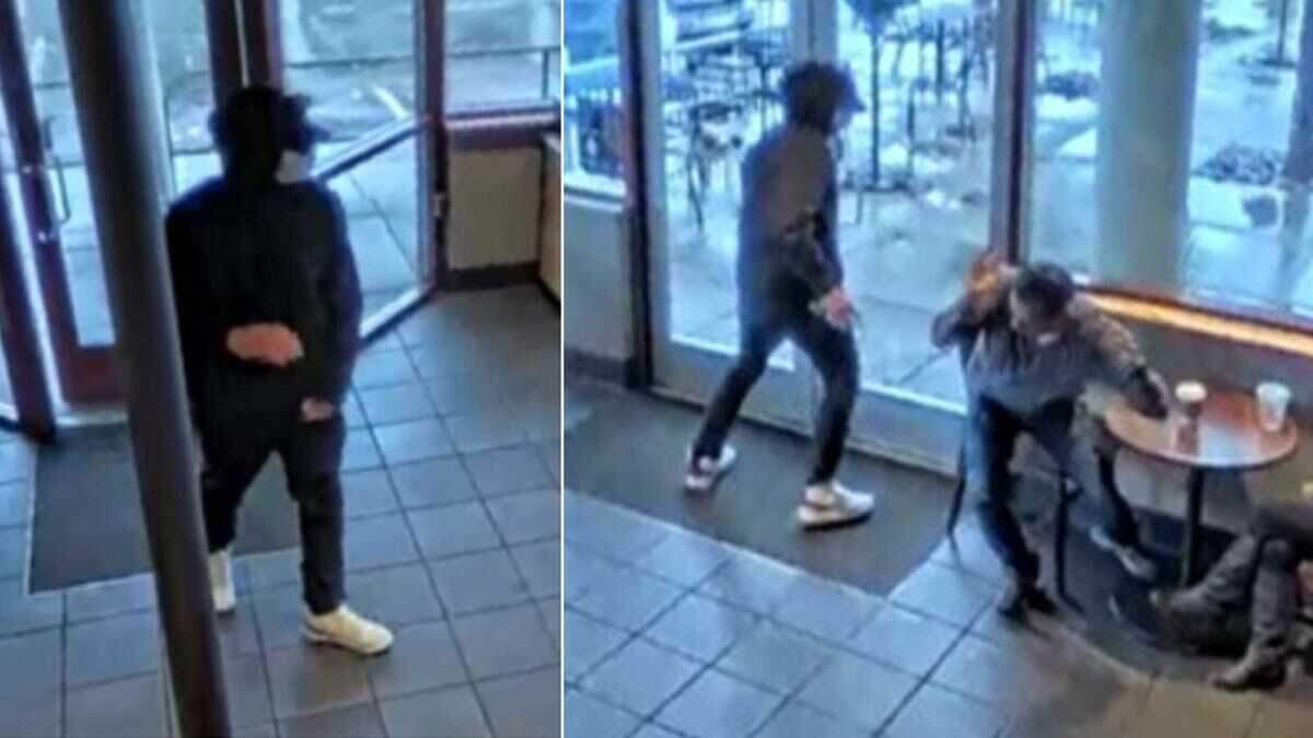 Images from video surveillance shows a man who attacked a customer inside a Starbucks in Auburn, Calif., on Sunday, Dec. 4, 2022.
