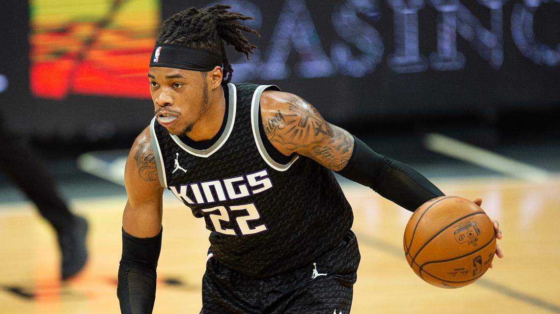 Sacramento Kings center Richaun Holmes (22) Drives up the courtin the first quarter during a game at Golden 1 Center on Wednesday, Feb. 3, 2021 in Sacramento.
