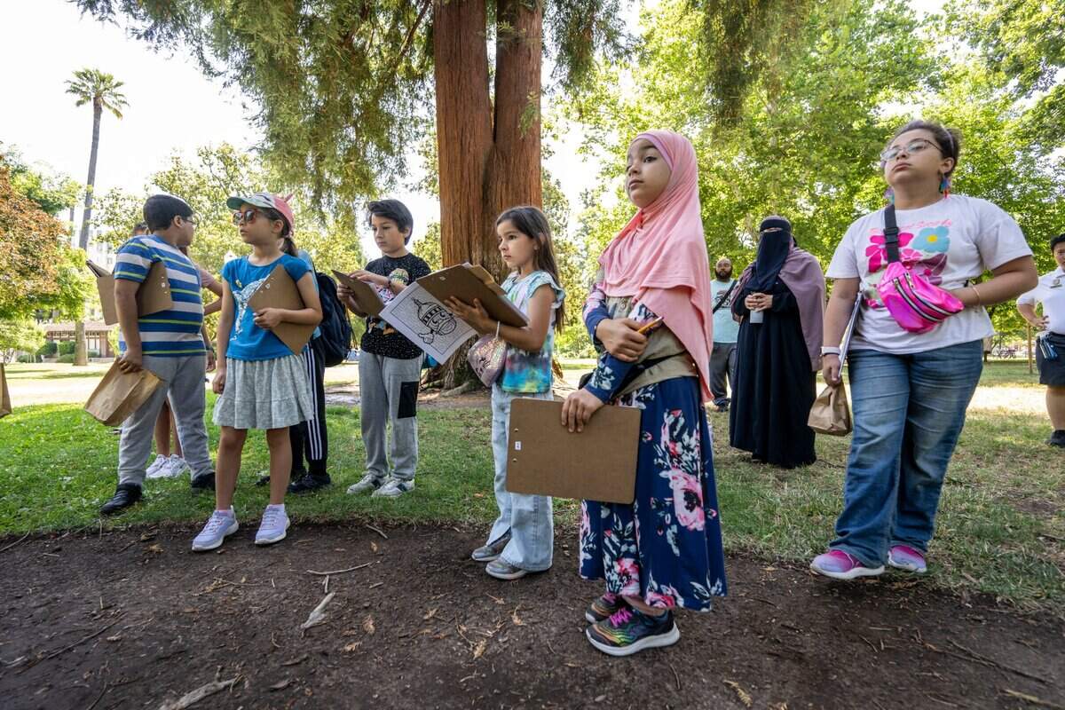 Children seven to 12-years-old participate in the California State Capitol Park Junior Rangers program on Sunday, June 29, 2025.