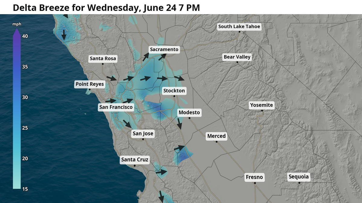 A rough approximation of the expected delta breeze on June 24