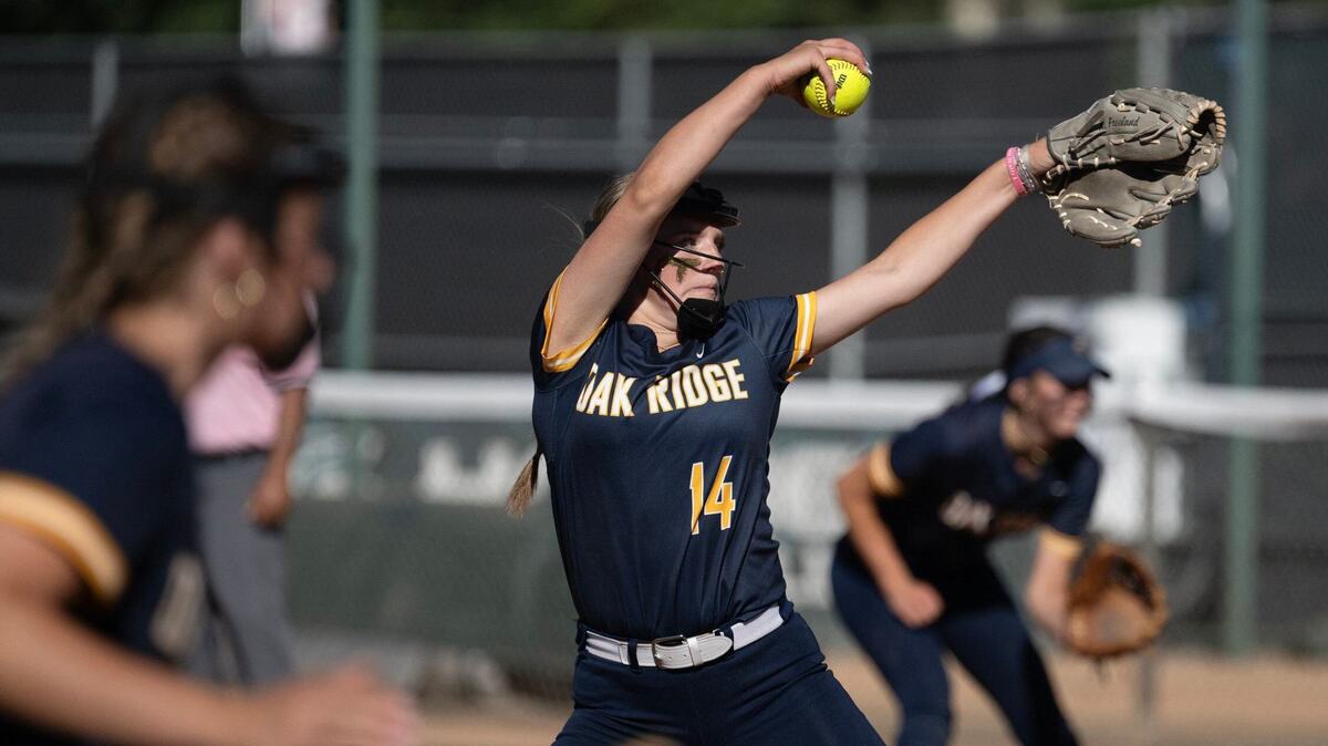 Oak Ridge pitcher Kennedi Freeland pitches in the fourth inning against Whitney High School in the 2024 CIF Sac-Joaquin Section Division I softball championship game at Sacramento State. Freeland returns to pitch for Oak Ridge in 2025.