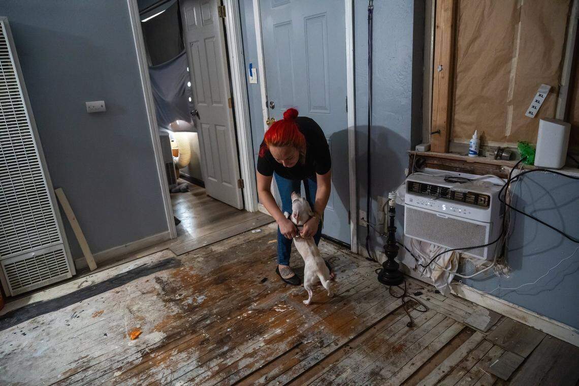 Corina Lovelace, a tenant at the Palms Apartments, said in October that rats have come into her apartment through an opening in the wall below her air conditioner. “I’m deathly afraid of rats. I stay in my room most of the time, and I’m afraid to come out,” said Lovelace, who pays $950 a month for rent.