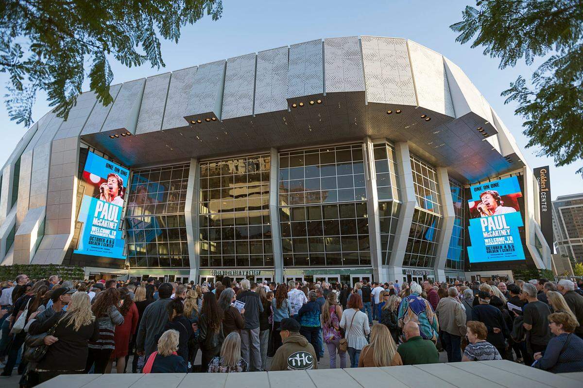 Fans wait to enter the Paul McCartney concert, the first event to be held at the new arena, on Oct. 4, 2016.