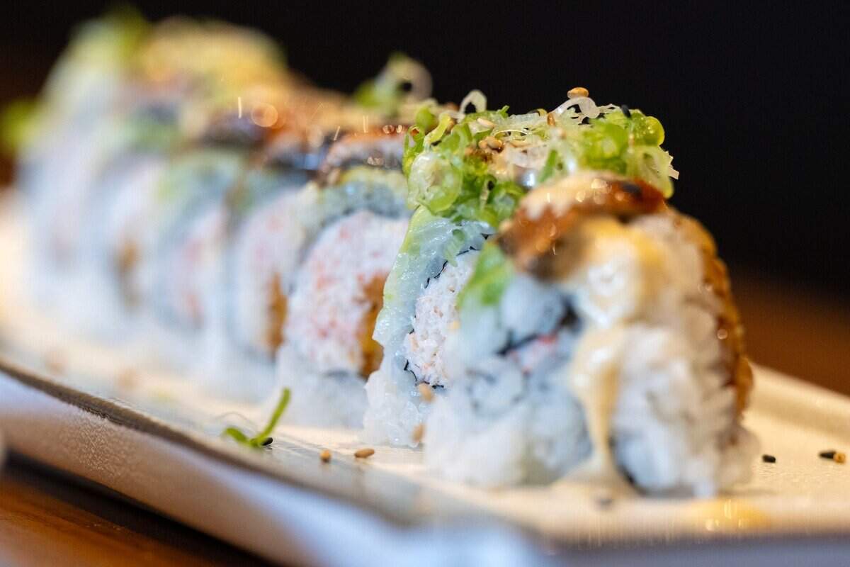 The $16 rainbow roll includes snow crab, cucumber, avocado, assorted fish, mayonnaise and micro mix at Chef Frank Japanese Cuisine in North Natomas last month.