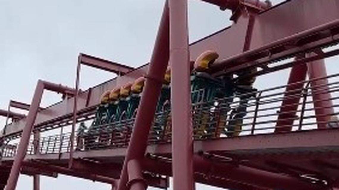 The Silver Bullet roller coaster at Knott’s Berry Farm amusement park was stopped and evacuated, a California video shows.