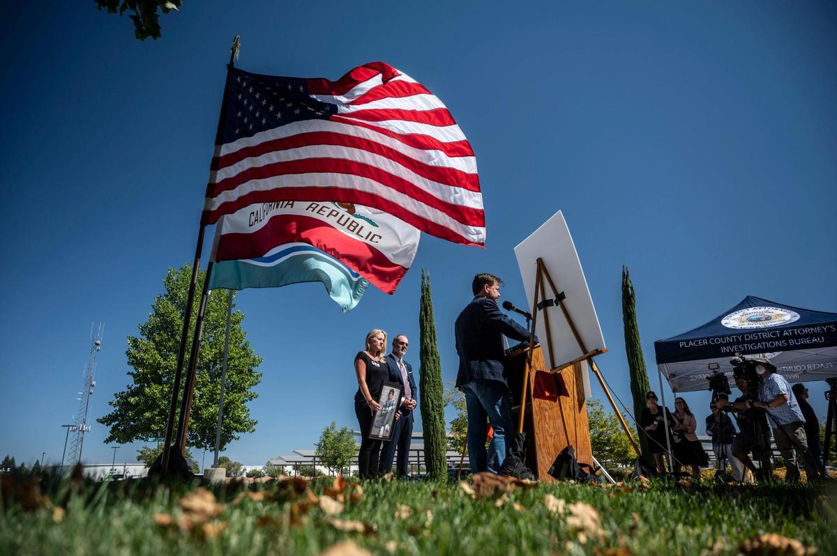 Chris Didier speaks Thursday to the media about his son Zachary Didier, who was 17 when he died of fentanyl poisoning, after Virgil Xavier Bordner was sentenced in Placer Superior Court to 17 years in prison for selling the fatal drug.