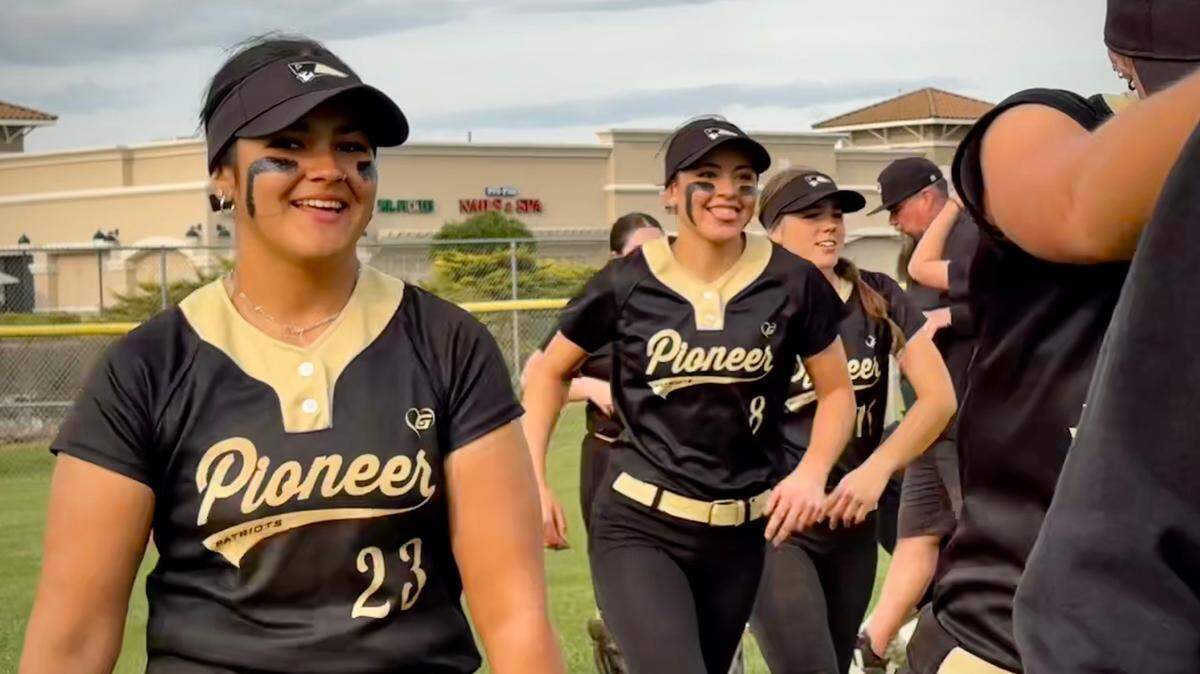 The Pioneer Patriots of Woodland, seen celebrating a home win Friday, are challenging for another league and CIF Sac-Joaquin Section championship