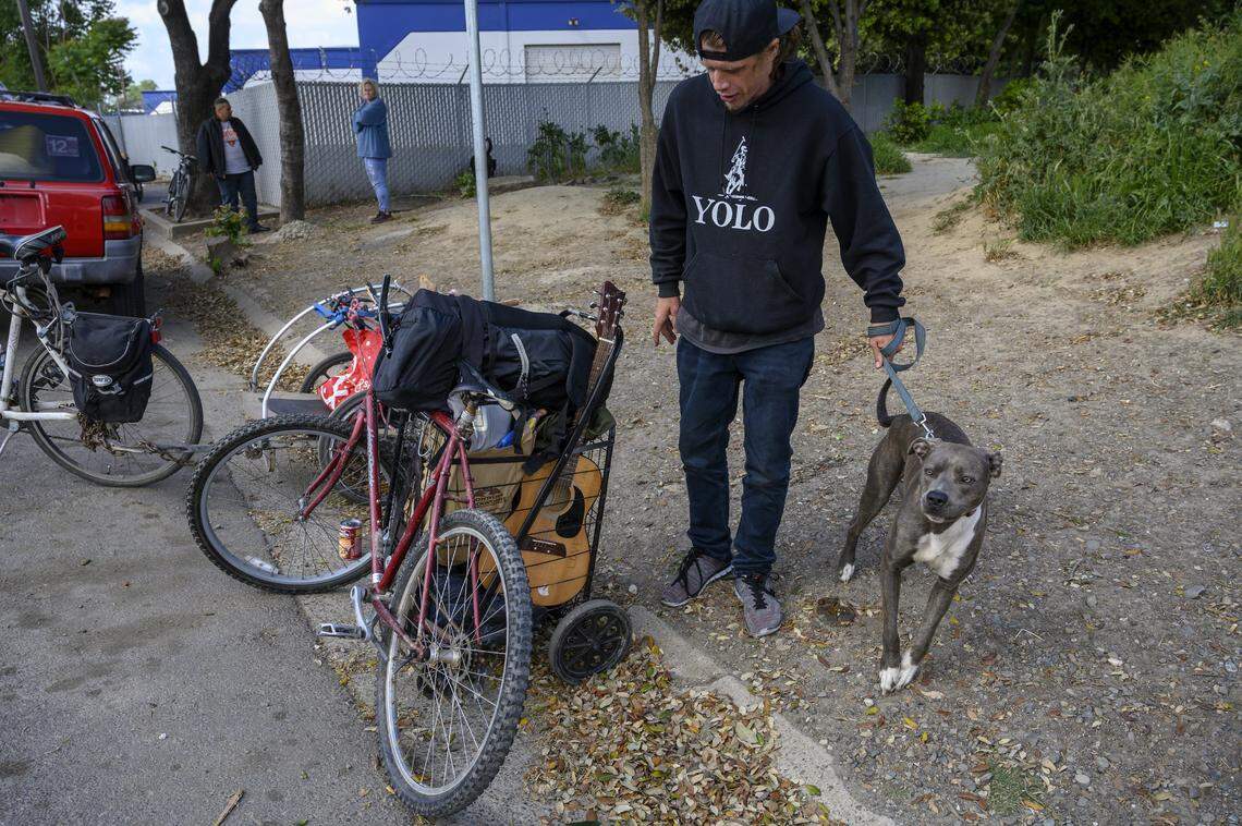 Ted Rash, 31, departs the Railroad Drive shelter after about a year on Friday, April 26, 2019. Complicating his problem after the closing, there was no place for his birth certificate to be sent in time to find housing. In here it kinda became like a gigantic family whereas out there its kinda like an eye for an eye and a tooth for a tooth, said Rash when faced with returning to the streets.