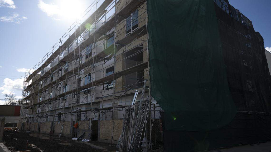 Construction continues at the R21 housing development in Sacramento on Thursday, Feb. 19, 2026. The California Building Industry Association recently identified bills in the Legislature that it labeled “Housing Killers.”