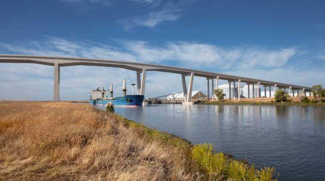 A rendering shows what could be the Enterprise Bridge in West Sacramento.