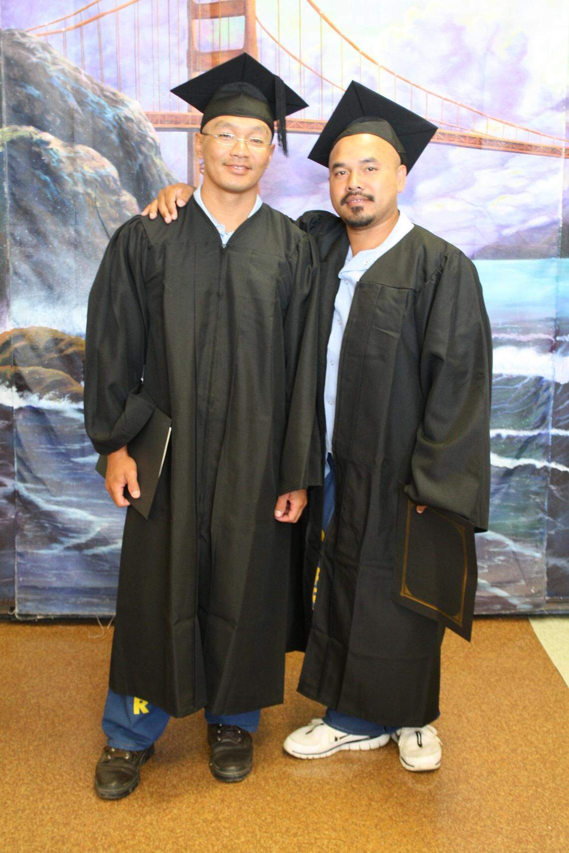 Somdeng “Danny” Thongsy (left) said Chanthon Bun (right) “transformed” his life through self-help and community college courses at San Quentin.