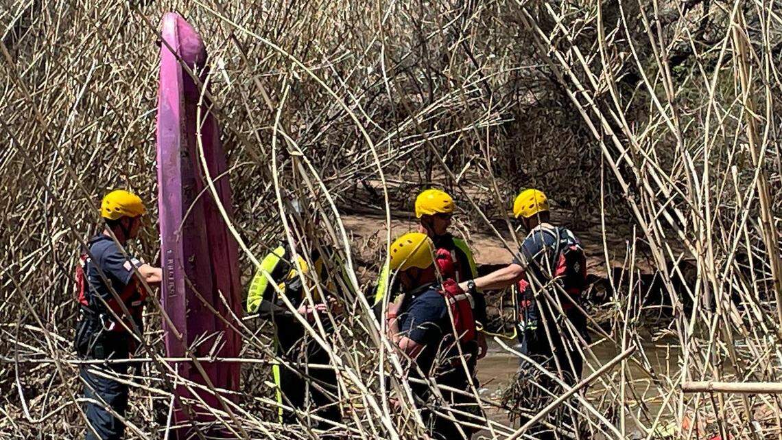 A woman pinned against logs by the Verde River after her kayak flipped was rescued near Cottonwood, Arizona firefighters say.