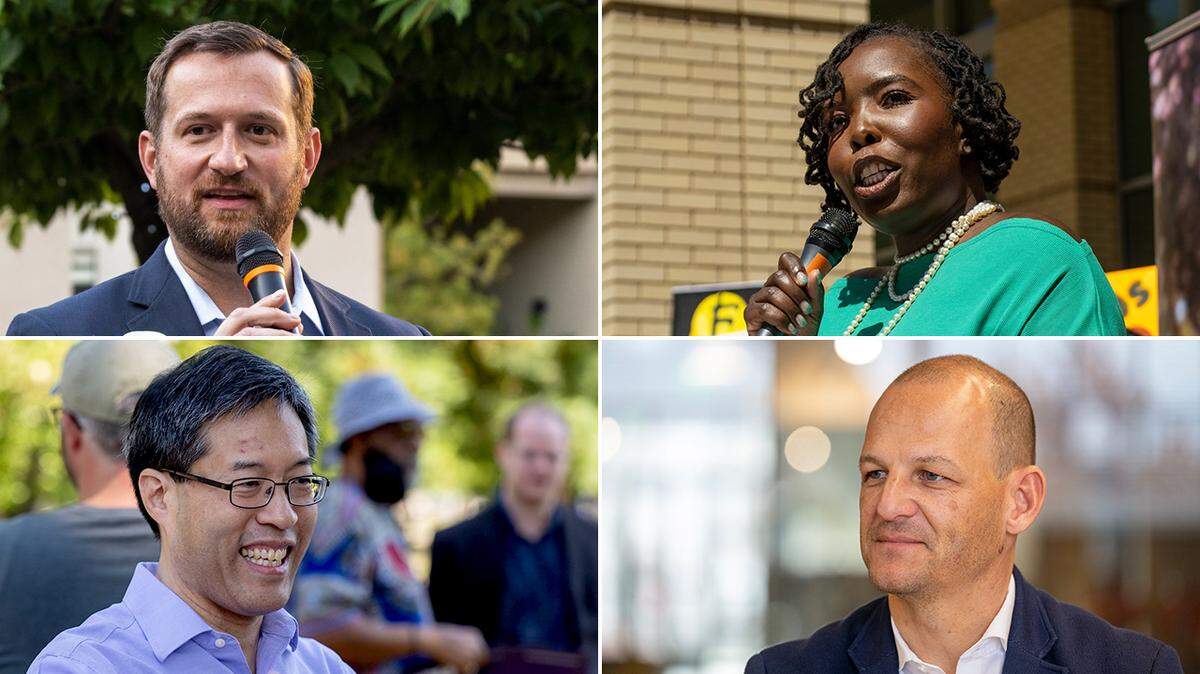 Sacramento mayoral candidates, clockwise from top left, Steve Hansen, Flo Cofer, Kevin McCarty and Richard Pan.