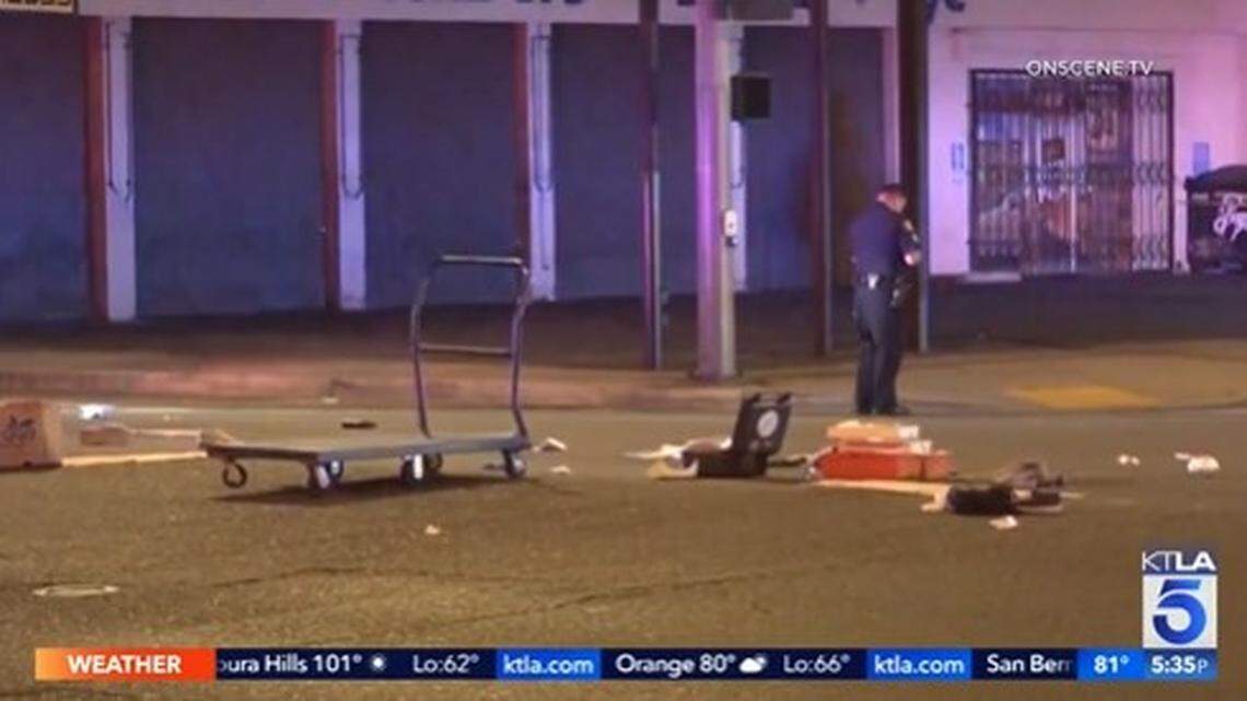 Three drivers ran over a man pushing his belongings across a Fullerton street, killing him, without stopping, California police say.