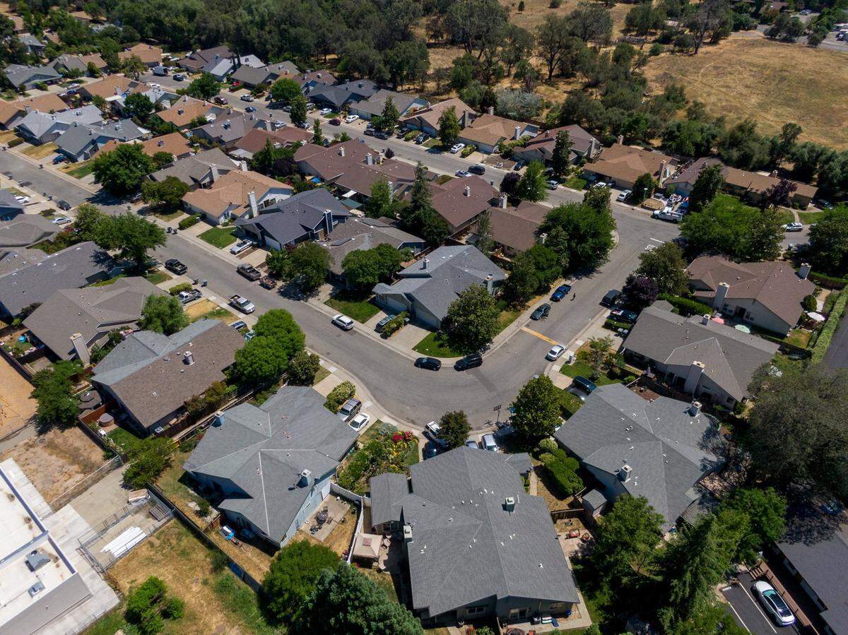 A newer residential neighborhood is seen near downtown Loomis on May 12. The median home price in Loomis is now $800,000, up from $602,500 the year before, a 31.9% increase.