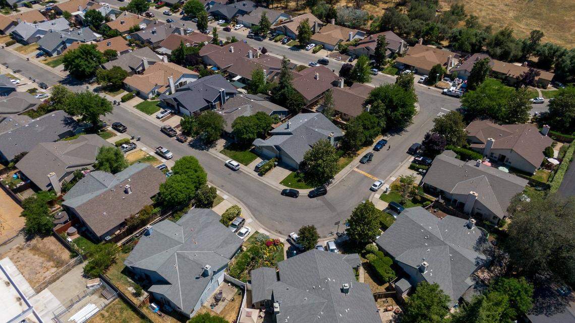 A newer residential neighborhood sits near downtown Loomis on May 12, 2021.