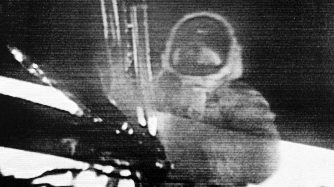 In this July 20, 1969 image made from television, Apollo 11 astronaut Neil Armstrong steps onto the surface of the moon. Millions on Earth who gathered around the TV and radio heard Armstrong say this: “That’s one small step for man, one giant leap for mankind.” But after returning from space, he immediately insisted that he had been misquoted. He said there was a lost word in his famous one-liner from the moon: “That’s one small step for ‘a’ man.” It’s just that people just didn’t hear it.”